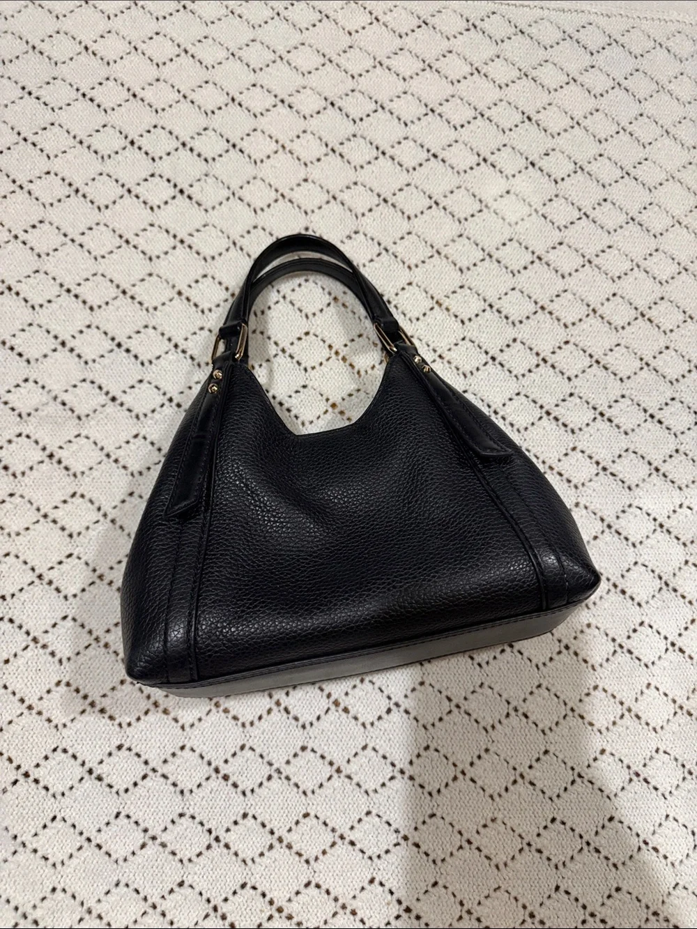 Michael Kors Black Pebbled Leather Hobo Shoulder Bag with Gold Hardware